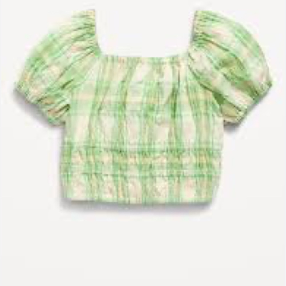 Old Navy Gap Smocked Crop Top Shirt Puff Short Sleeves Girls XL 14/16 - Picture 14 of 16